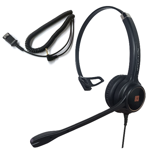 IPD IPH-250 Single Ear Noise canceling Headset with 2.5mm jack for Cisco SPA, Polycom, Grandstream,