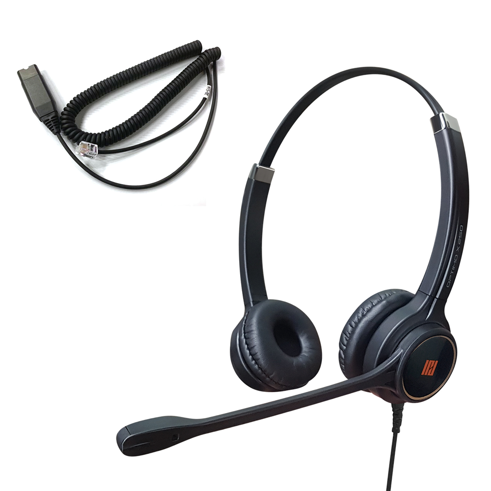 IPD IPH-255 Optimo-X Duo Ear Noise canceling, Corded Headset with HIS-02 Cable for Avaya IP1608,1616